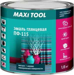 Белая Эмаль ПФ-115 1,8 кг Maxi Tool (6шт/300шт)